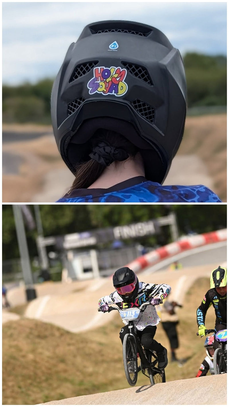 <p>Squad member Kieran W and his daughter staying hydrated at the BMX national series</p>